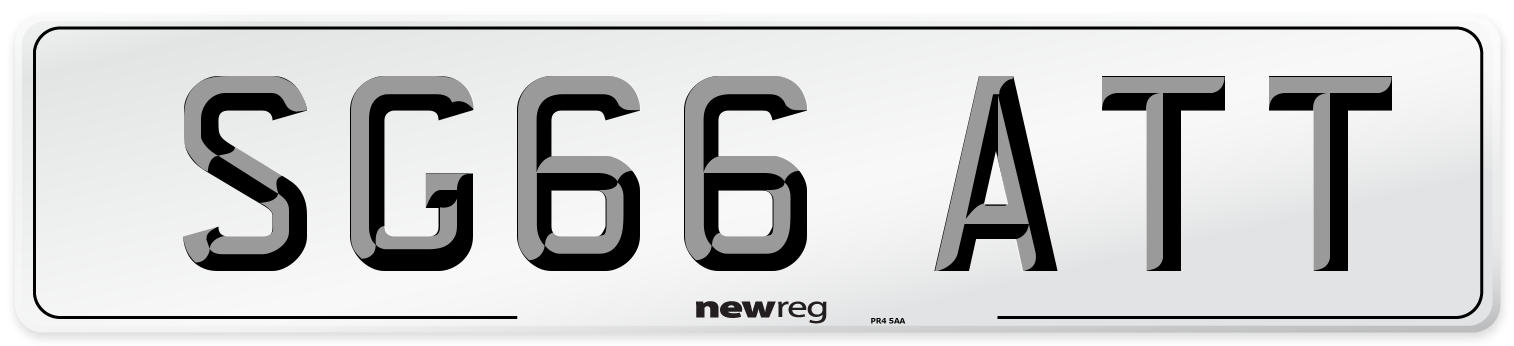SG66 ATT Number Plate from New Reg